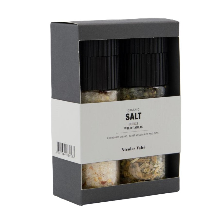 Nicolas Vahé Geschenkbox ORGANIC CHILLI & WILD GARLIC Gewürze 2er Set 120g 80g
