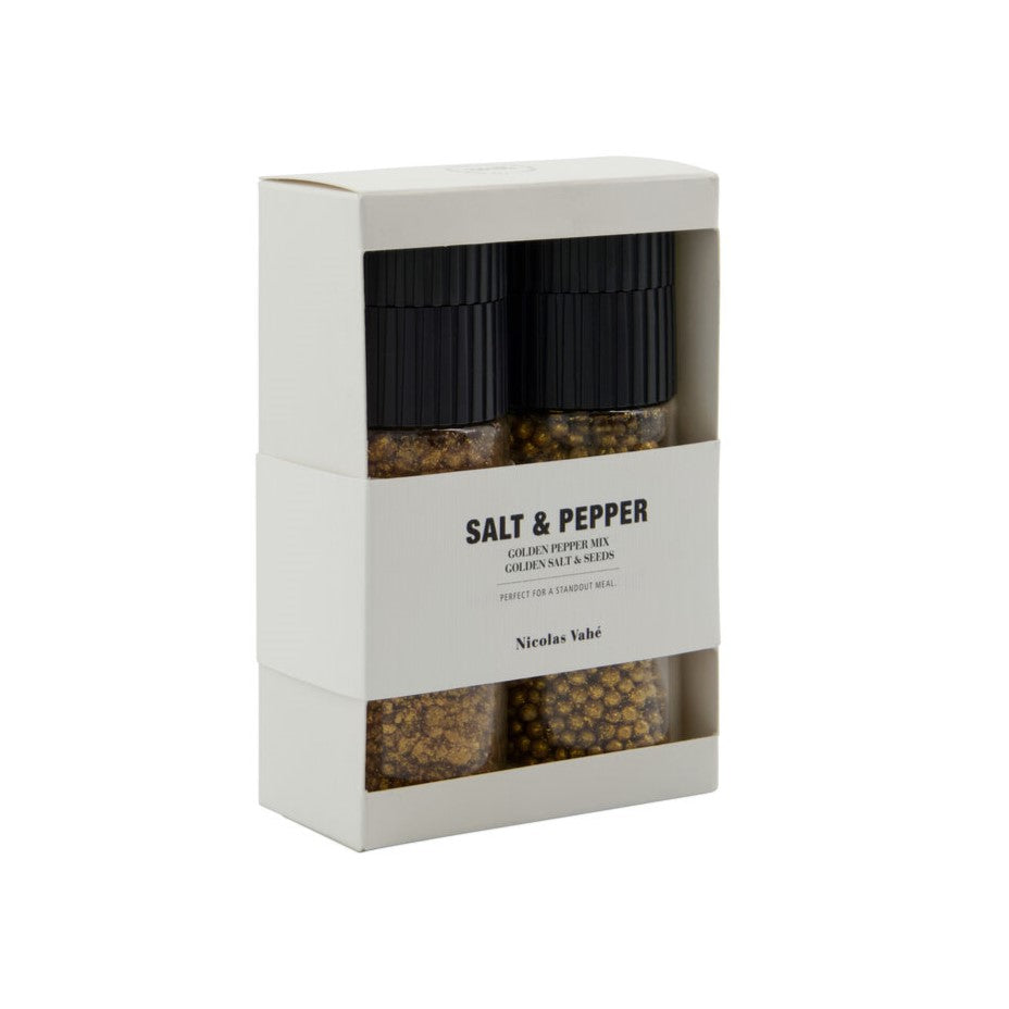 Nicolas Vahé Geschenkbox GOLDEN SALT & SEEDS + PEPPER MIX 2er Set Gewürze | 86g +73g