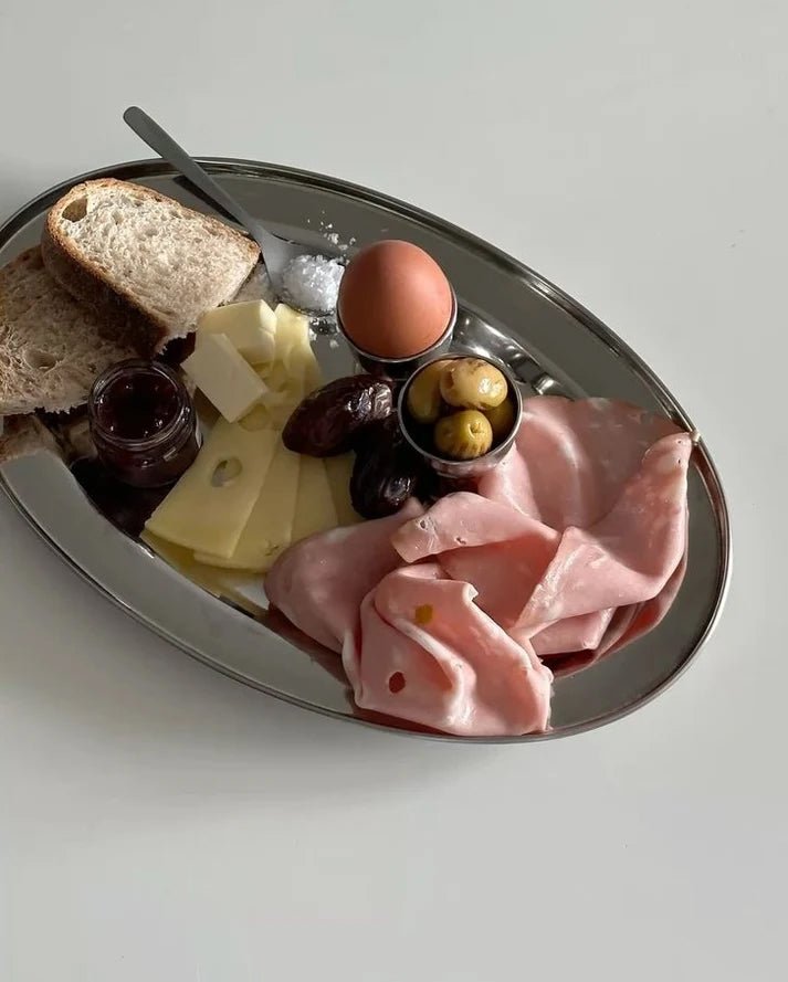 NOON STORIES Tablett OVAL TRAY Edelstahl | 28x22cm - Sir Henrys