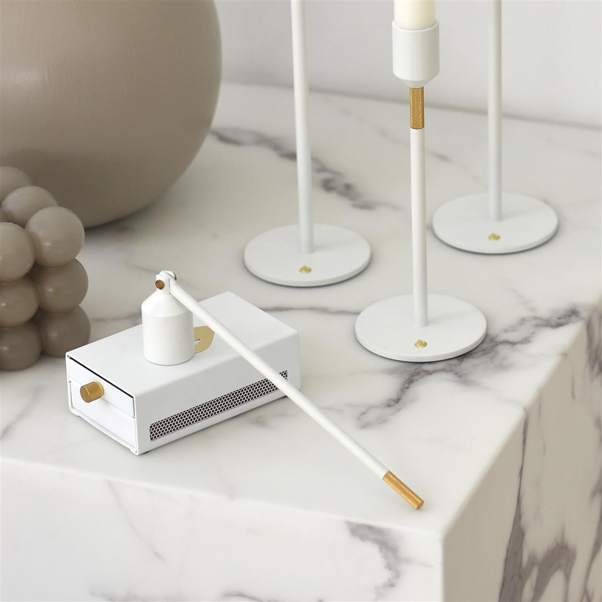 Nordic Flame Kerzenlöscher WHITE weiß gold 20cm - Sir Henrys