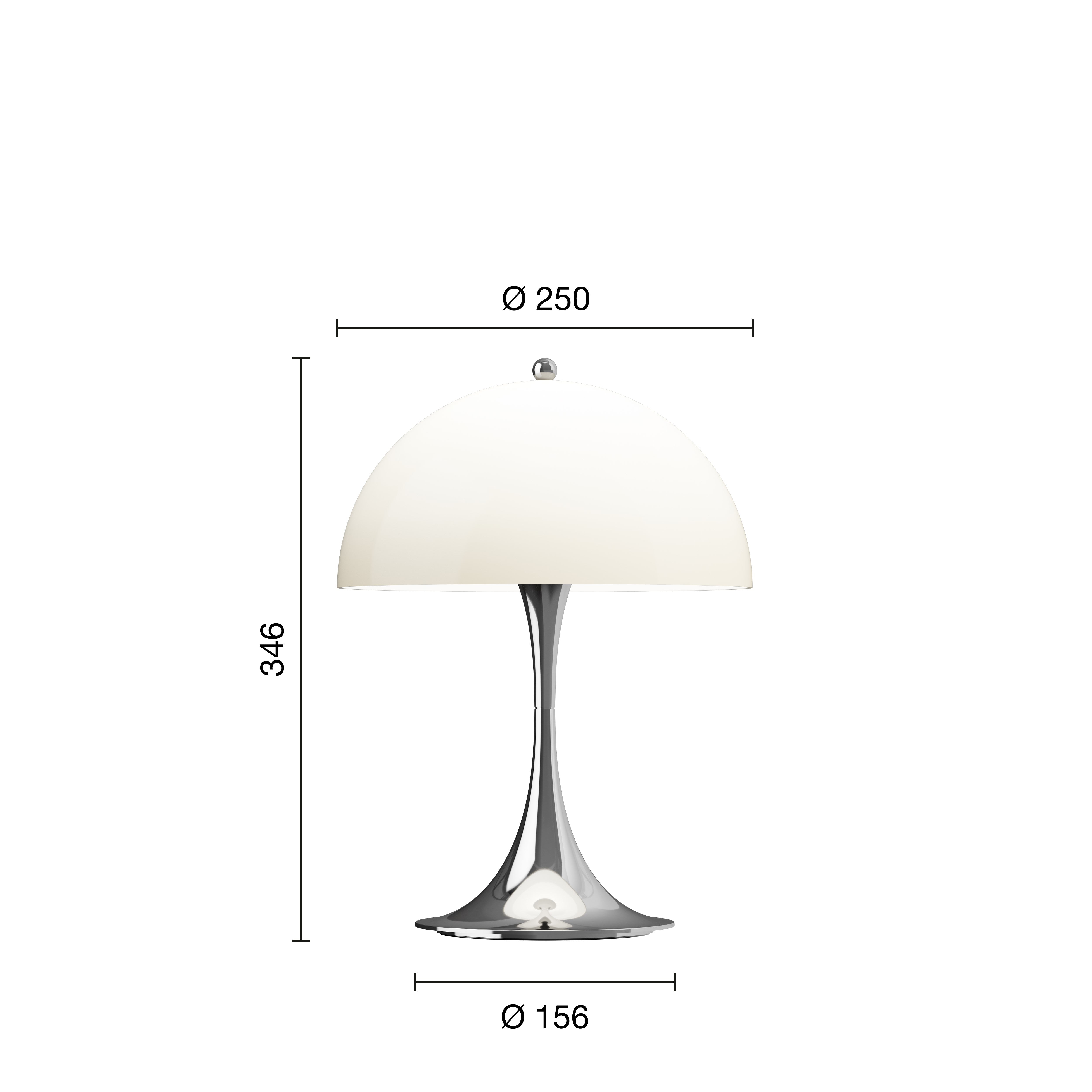 Louis Poulsen Tischleuchte PANTHELLA 250 CHROME OPAL BEIGE portable | Ø25x34,6cm