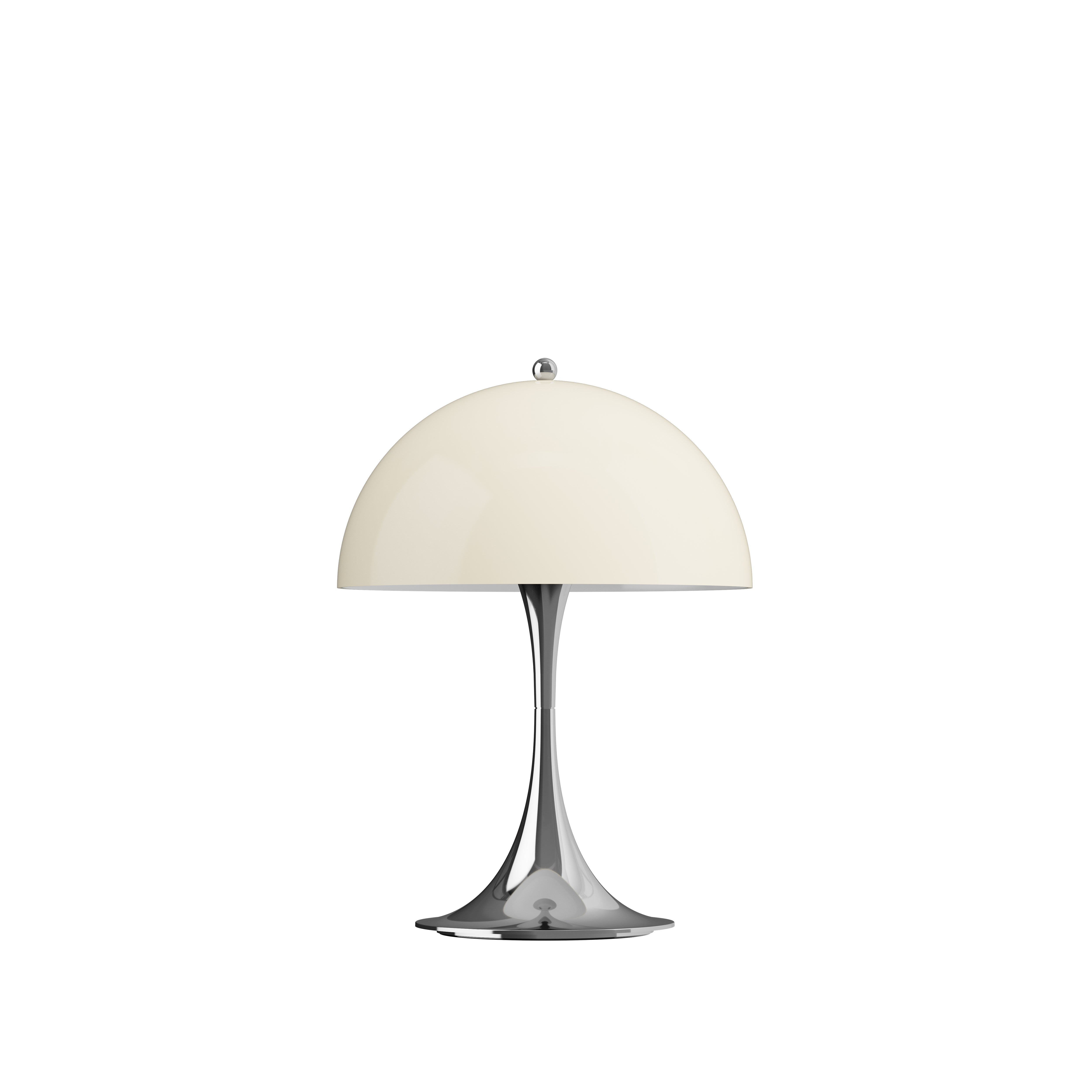 Louis Poulsen Tischleuchte PANTHELLA 250 CHROME OPAL BEIGE portable | Ø25x34,6cm