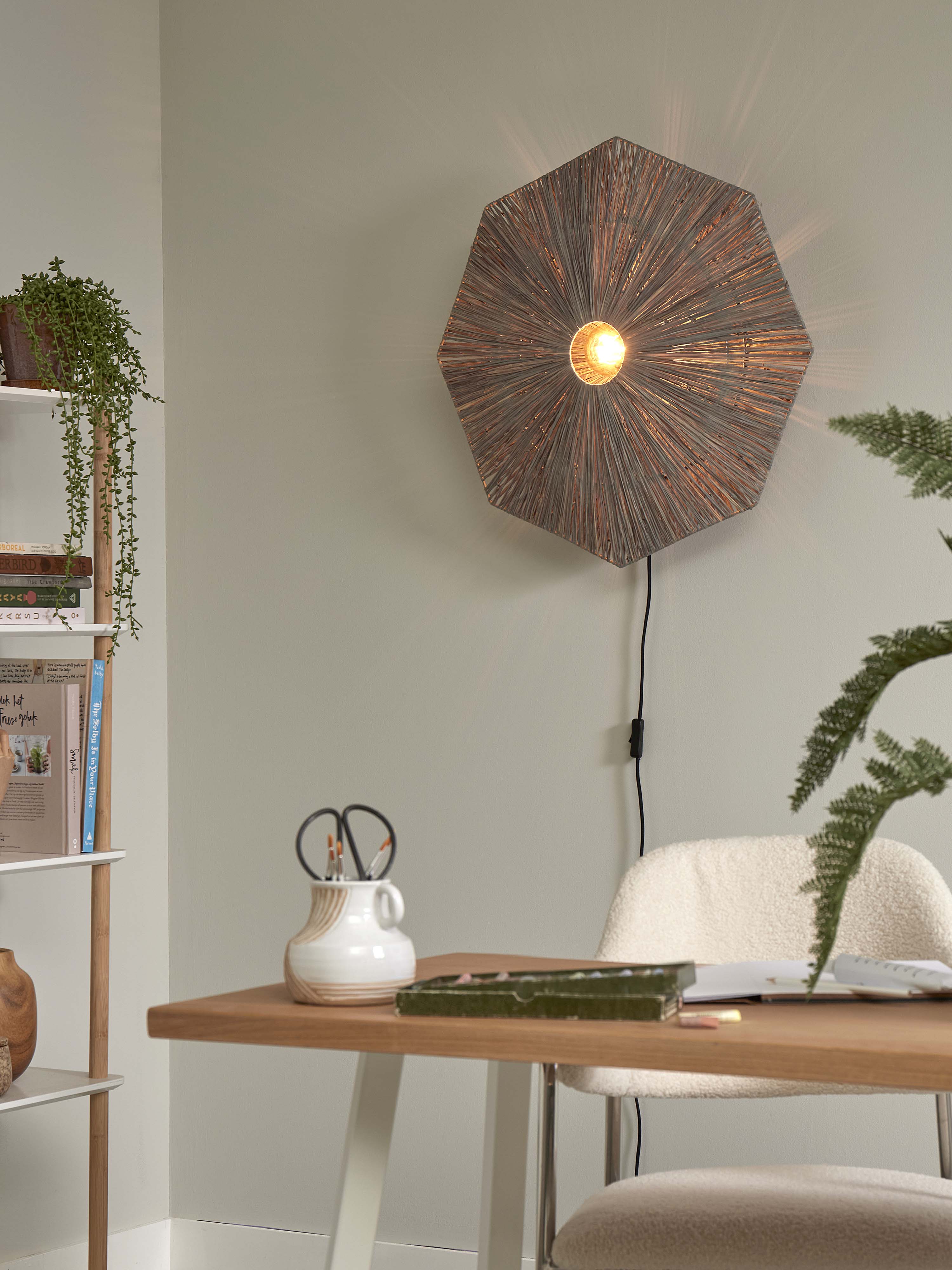 Good&Mojo Wandleuchte PANAMA grau | 65x7x65cm