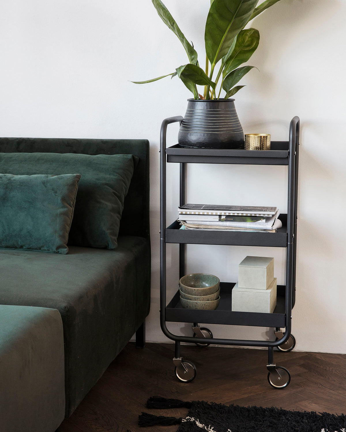 House Doctor Trolley ROLL schwarz | 42x38x85cm