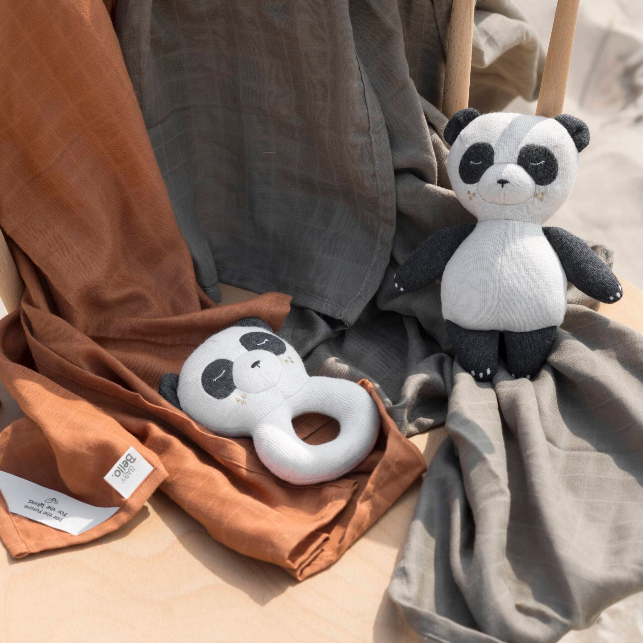 Baby Bello Rassel POLLY THE PANDA creme | 6x9x14cm