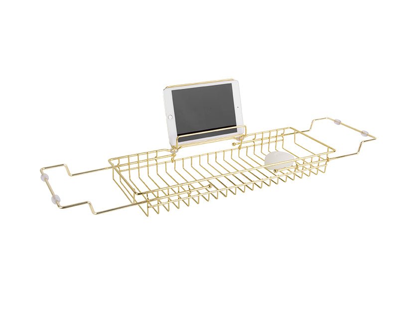 Present time Badewannenablage CADDY gold plated | 61-86x18cm - Sir Henrys