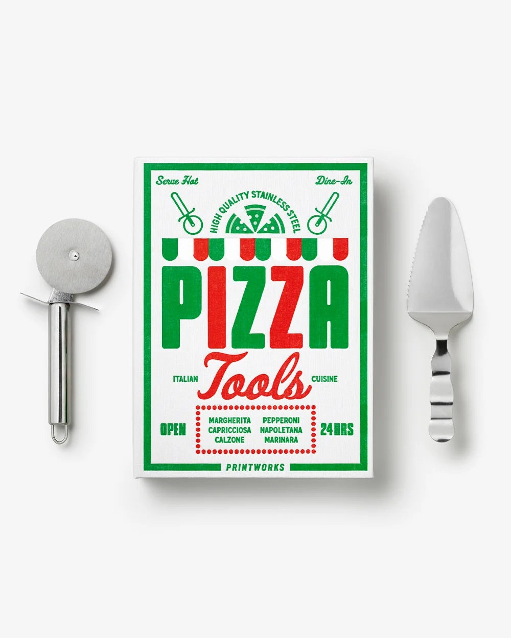 PRINTWORKS Küchenutensiliem THE ESSENTIALS - PIZZA TOOLS weiß | 26,5x19,7x4,7cm