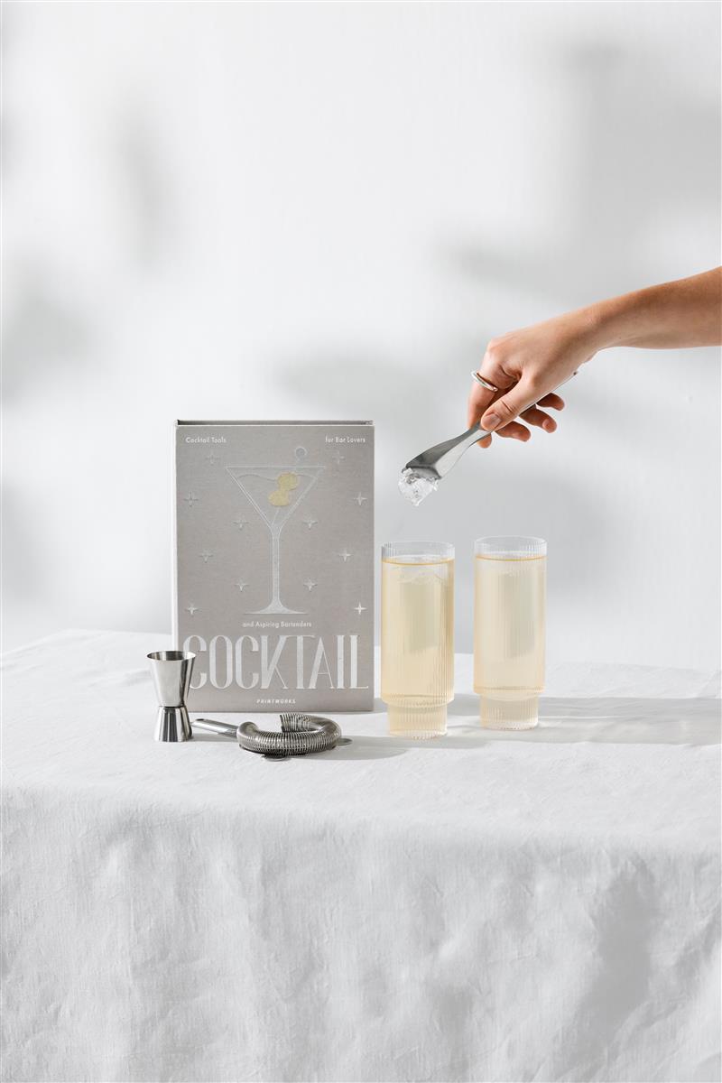 PRINTWORKS Küchenutensilien THE ESSENTIALS - COCKTAIL TOOLS hellgrau | 25,4x17,7x4cm