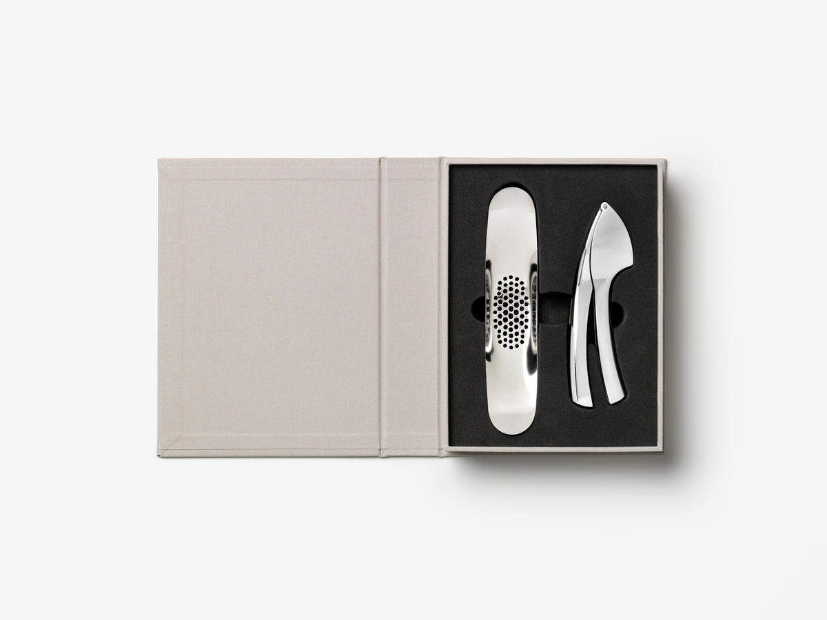 PRINTWORKS Küchenutensilien THE ESSENTIALS - GARLIC TOOLS hellgrau | 23,4x17,8x5cm