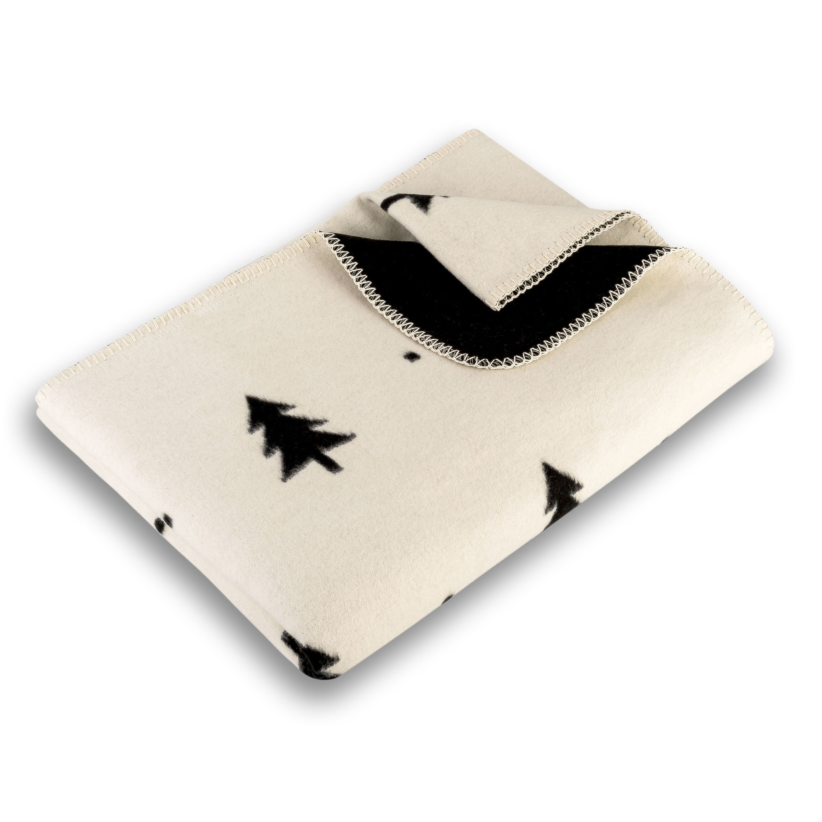RIEMA Kuscheldecke SMILLA Tannenbäume schwarz creme | 150x200cm