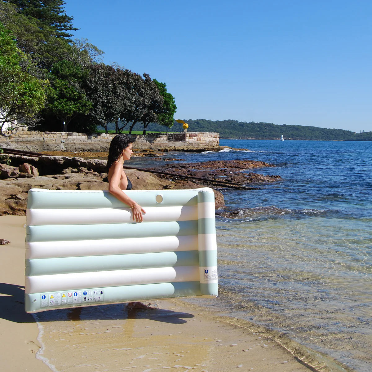 Sunnylife Luftmatratze LUXE LILO STRIPE grün creme gestreift | 180x105x30cm