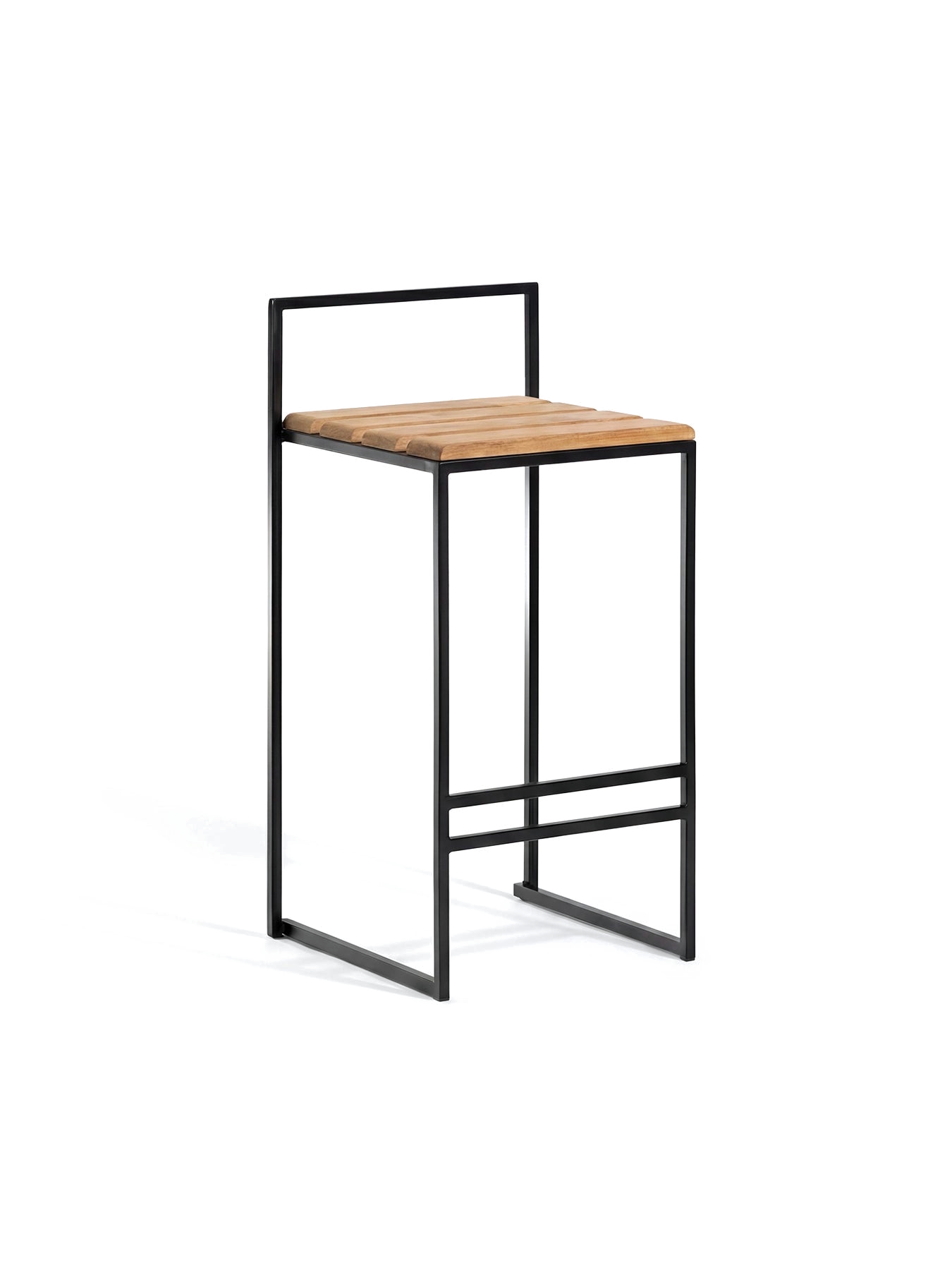 by Crea® Outdoor-Barhocker SAGA Schwarzes Gestell & Teak