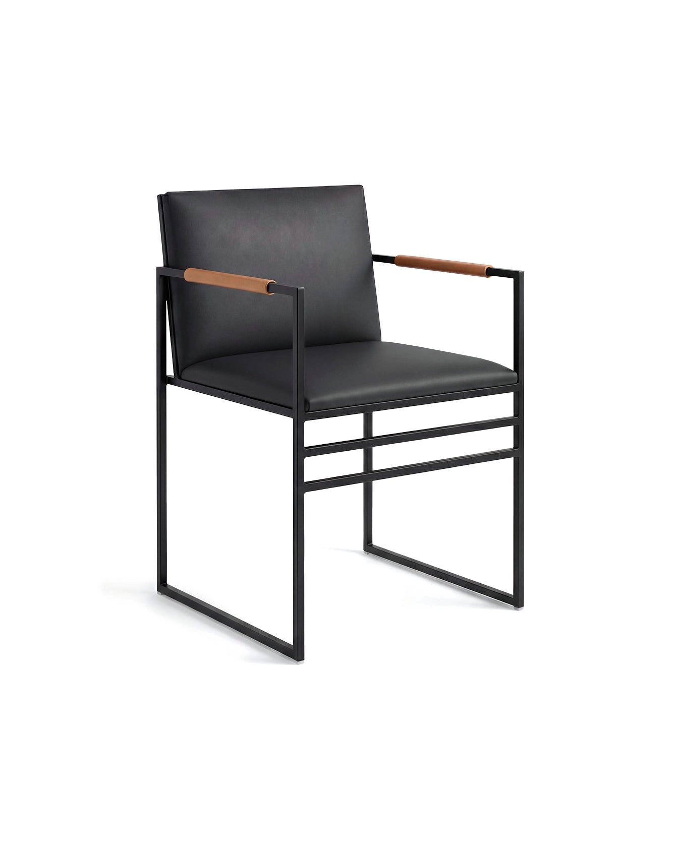 by Crea® Esszimmerstuhl SELLA Leder Jade Schwarz – Armlehne Coffee Bean