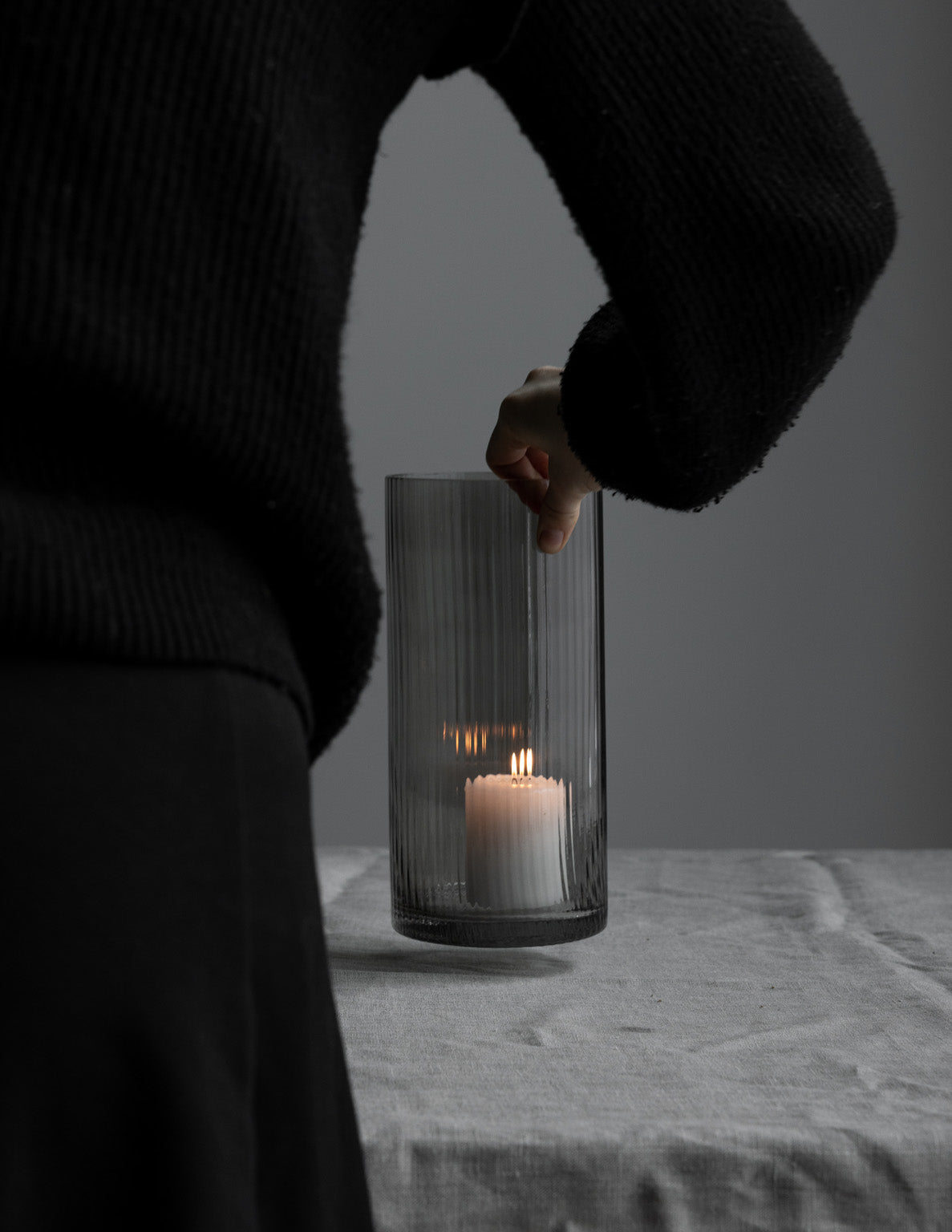 Storefactory Vase Laterne RAMSJÖ S Glas grau | Ø12x25cm - Sir Henrys