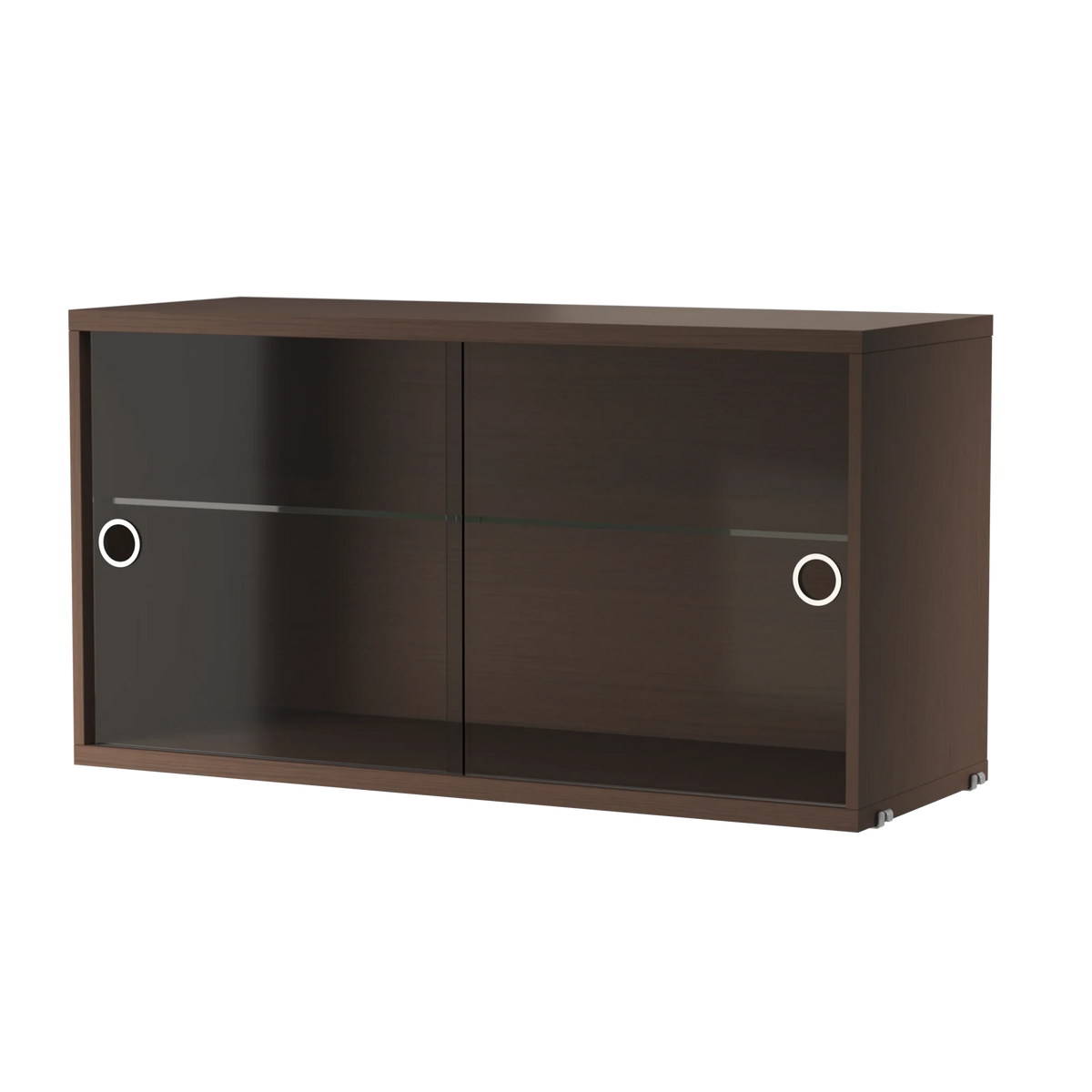 String Furniture Schrank mit Schiebetüren aus Glas B78 x T30 x H42, Dunkel gebeizte eiche - Sir Henrys