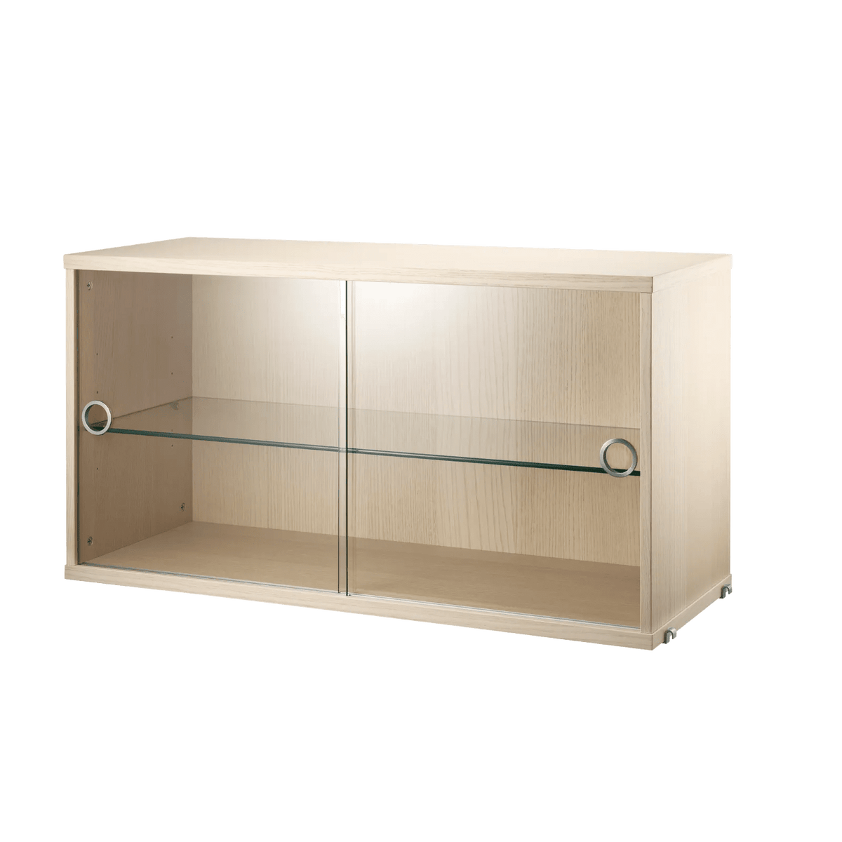 String Furniture Schrank mit Schiebetüren aus Glas B78 x T30 x H42, Esche - Sir Henrys
