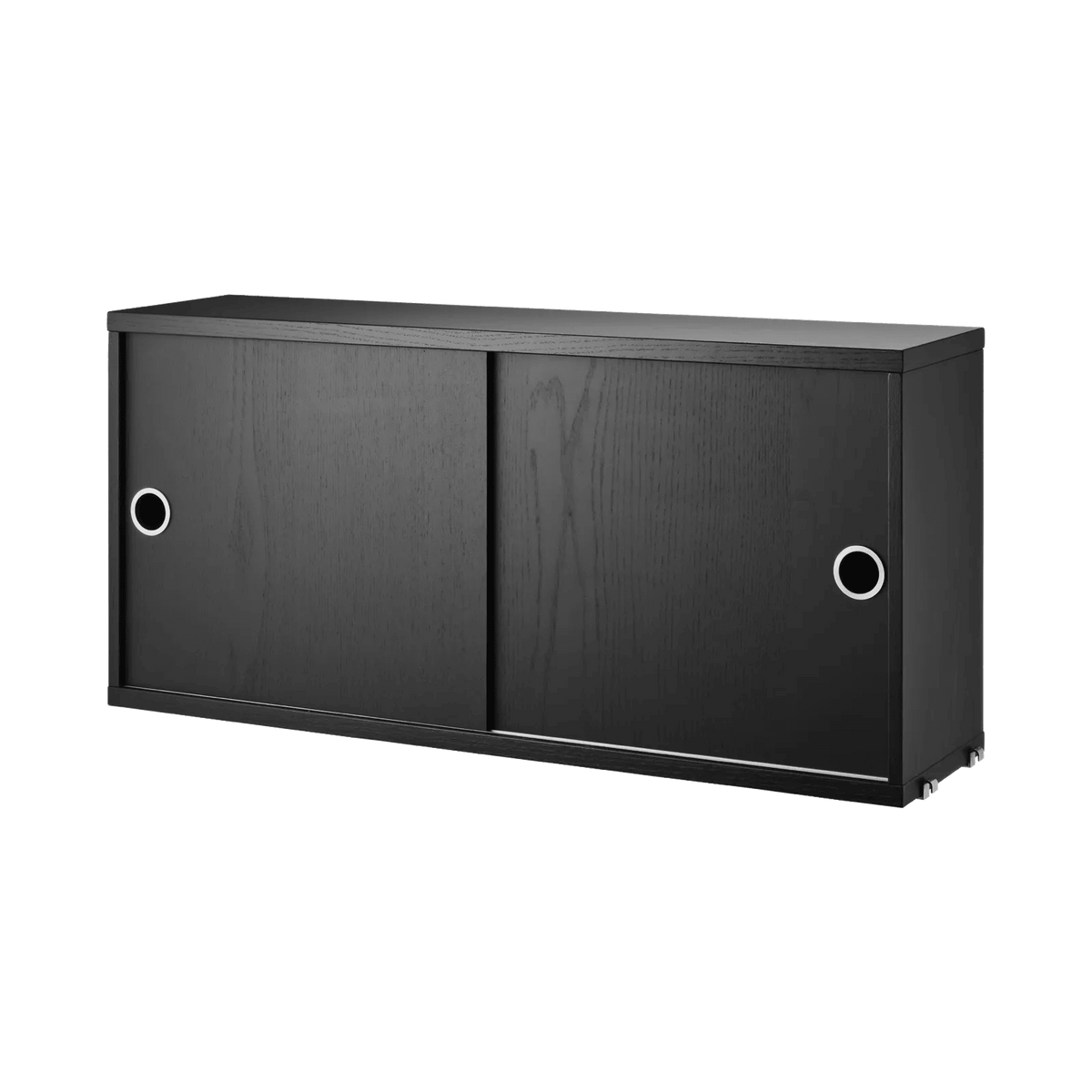 String Furniture Schrank mit Schiebetüren B78 x T20 x H37, Schwarz gebeizte Esche - Sir Henrys