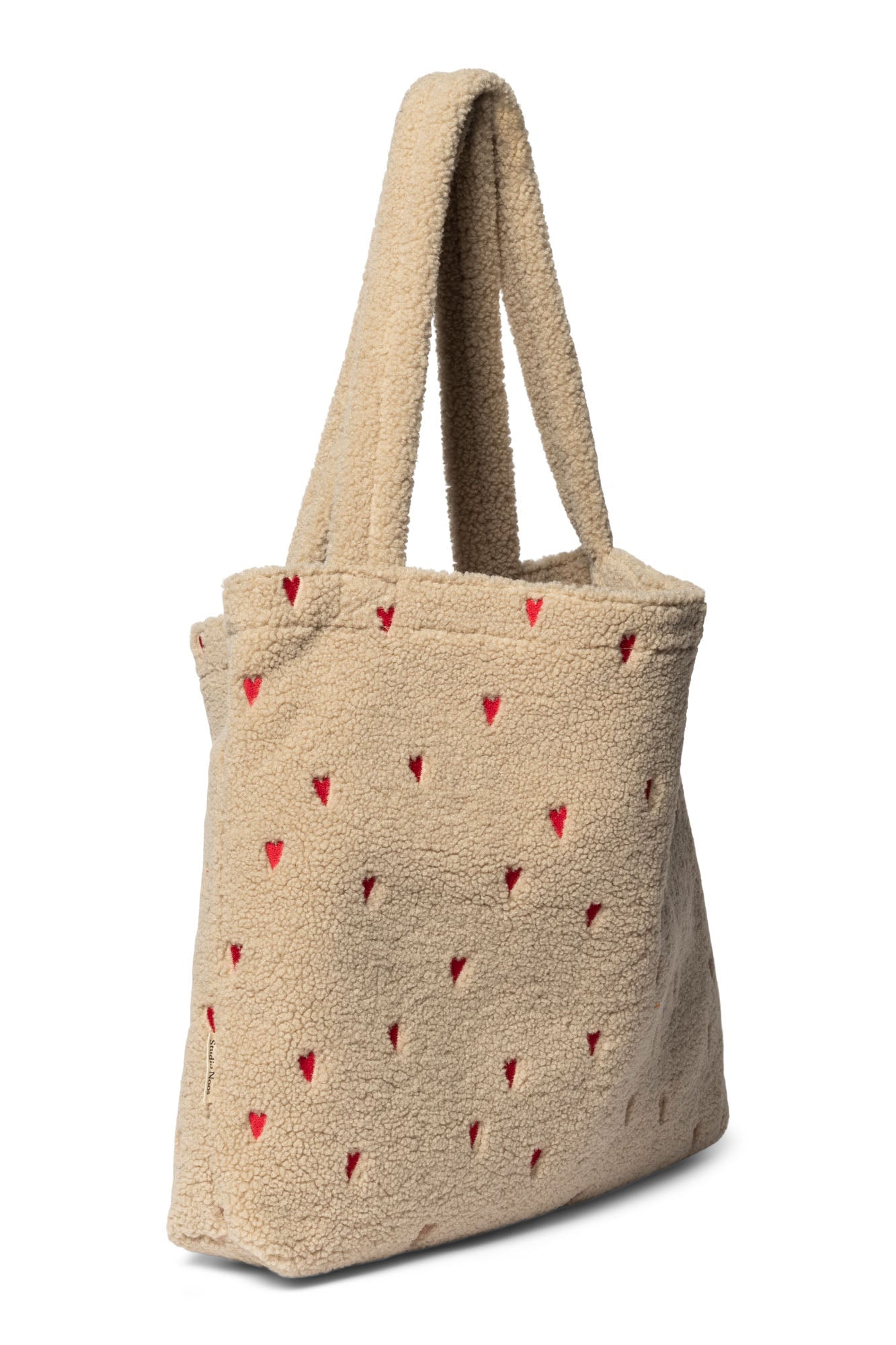 Studio Noos Tasche TEDDY HEARTS MOM - BAG ecru rot | 58x42cm - Sir Henrys