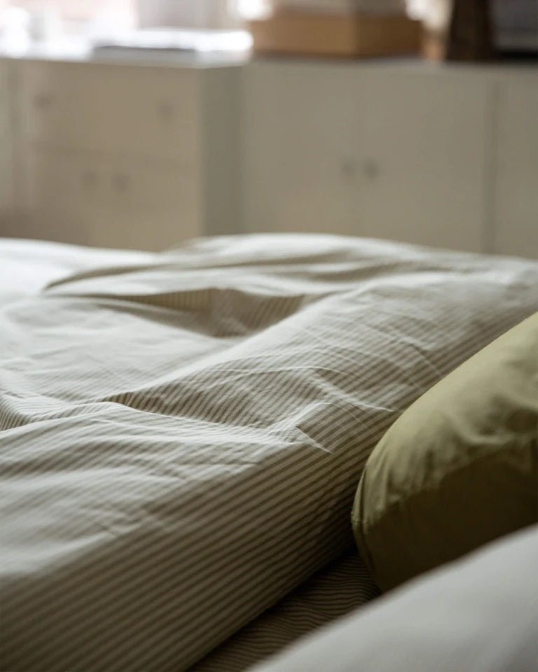 Suite702 Bettbezug STRIPE olive ecru Baumwolle | 135x200cm - Sir Henrys