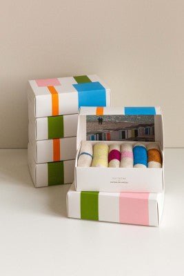 Suite702 Gästehandtuch GESCHENK 6er Set creme gestreift | 30x30cm - Sir Henrys