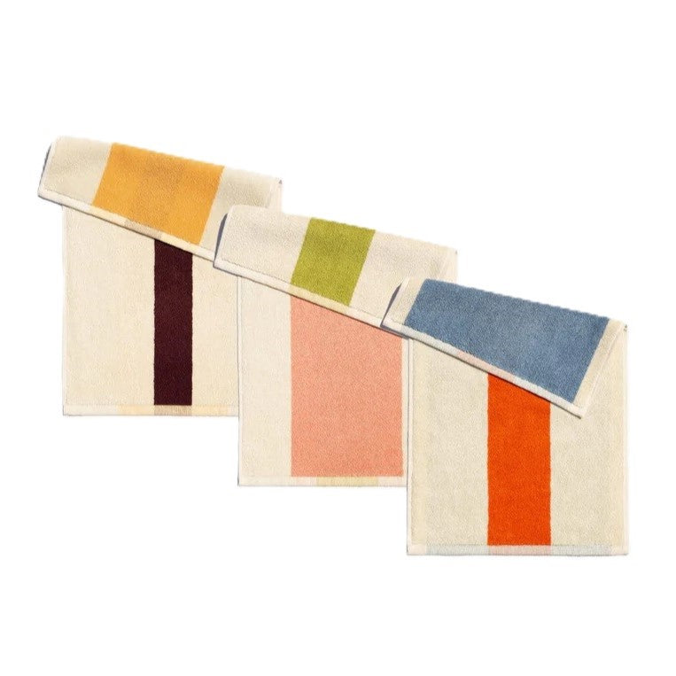 Suite702 Gästehandtuch LIME YELLOW BLUE 3er Set creme gestreift | 30x50cm