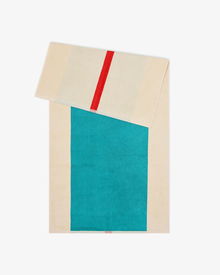 Suite702 Badetuch RED TURQUOISE gestreift | 70x140cm
