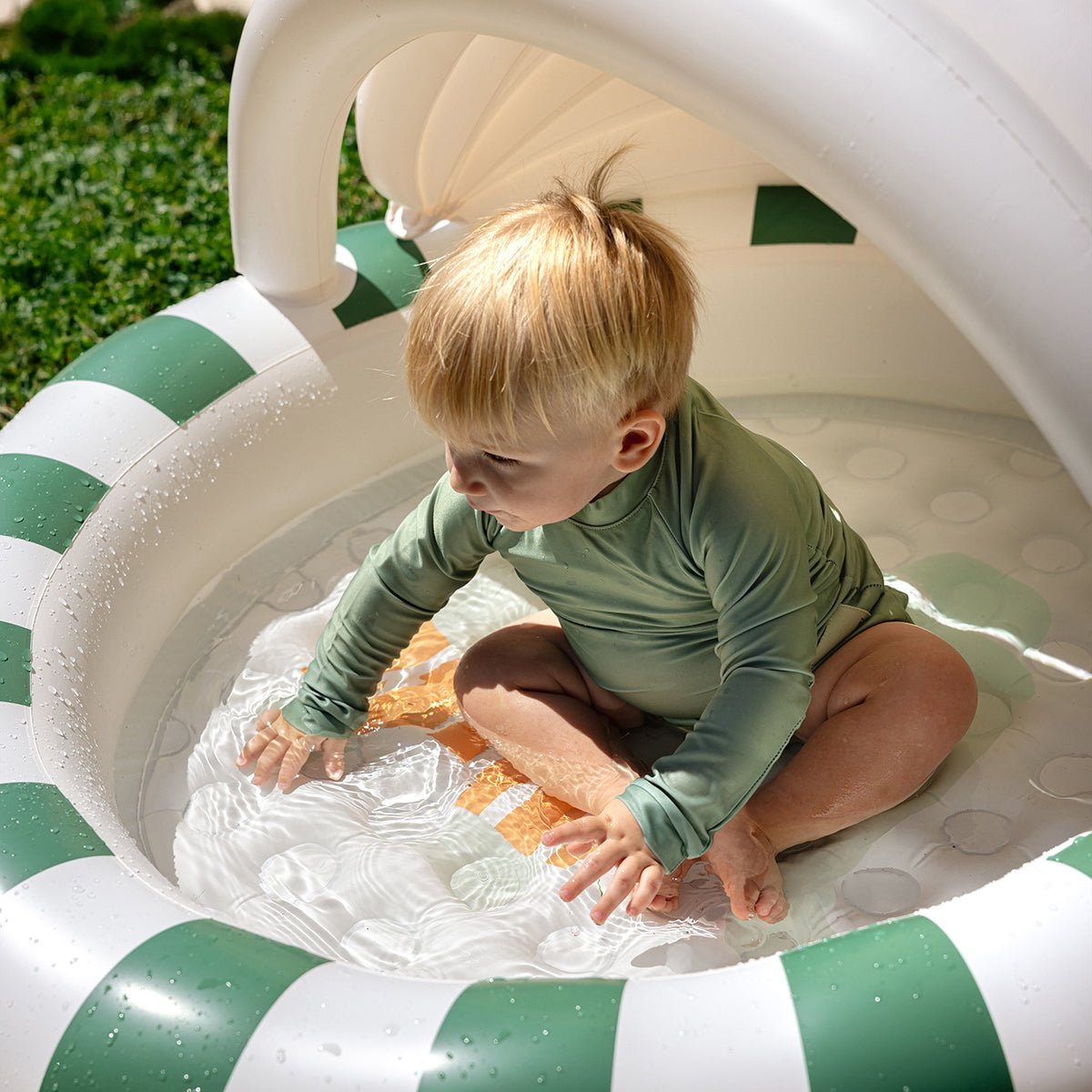 Sunnylife Pool ELI THE ELEPHANT grün creme gestreift | 120cm - Sir Henrys