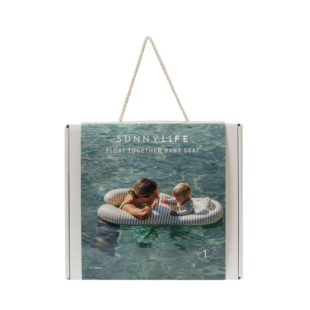 Sunnylife Schwimmring Baby FLOAT TOGETHER ENTE salbei gestreift | 110cm - Sir Henrys