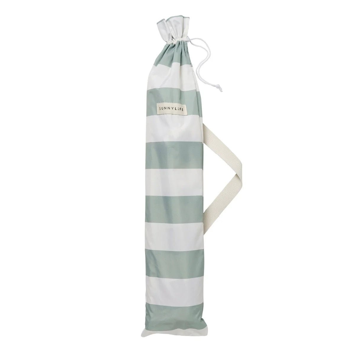 Sunnylife Sonnenschirm Strandschirm LA PALMA salbei creme gestreift | Ø 170x200cm - Sir Henrys