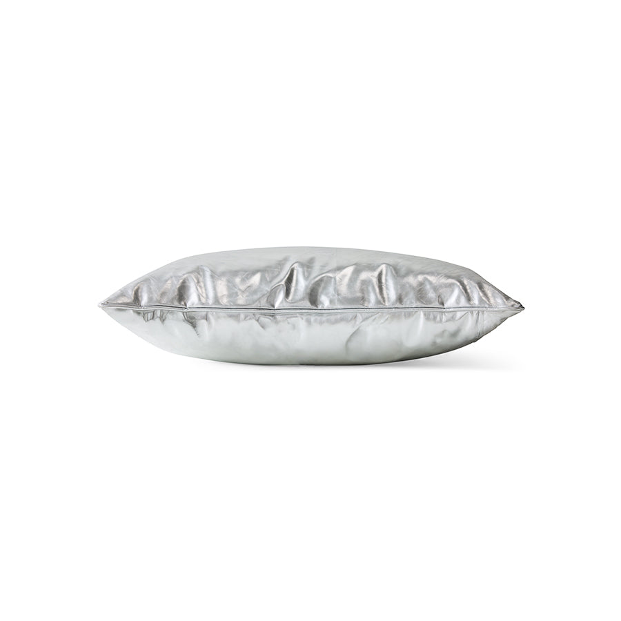 HKliving Kissen SILVER Kunstleder silber | 60x35x5cm