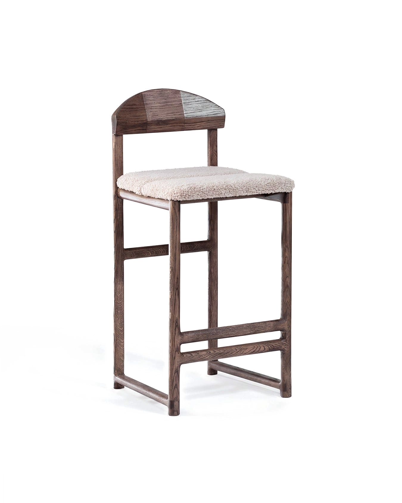 by Crea® Barhocker TED Dunkle Eiche Bouclé Greige