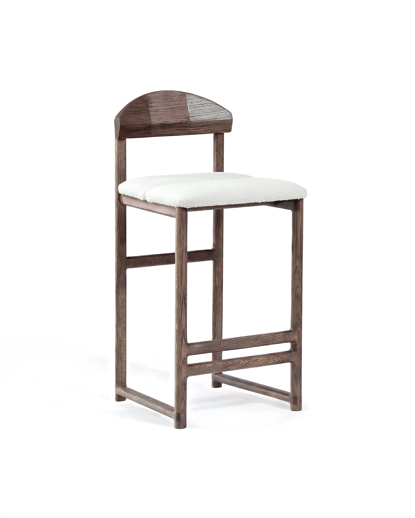 by Crea® Barhocker TED Dunkle Eiche Bouclé Ivory