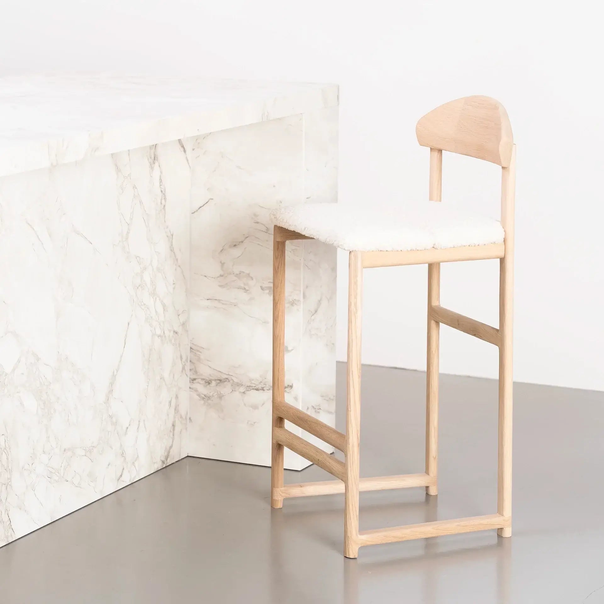 by Crea® Barhocker TED Eiche Natur Bouclé Ivory