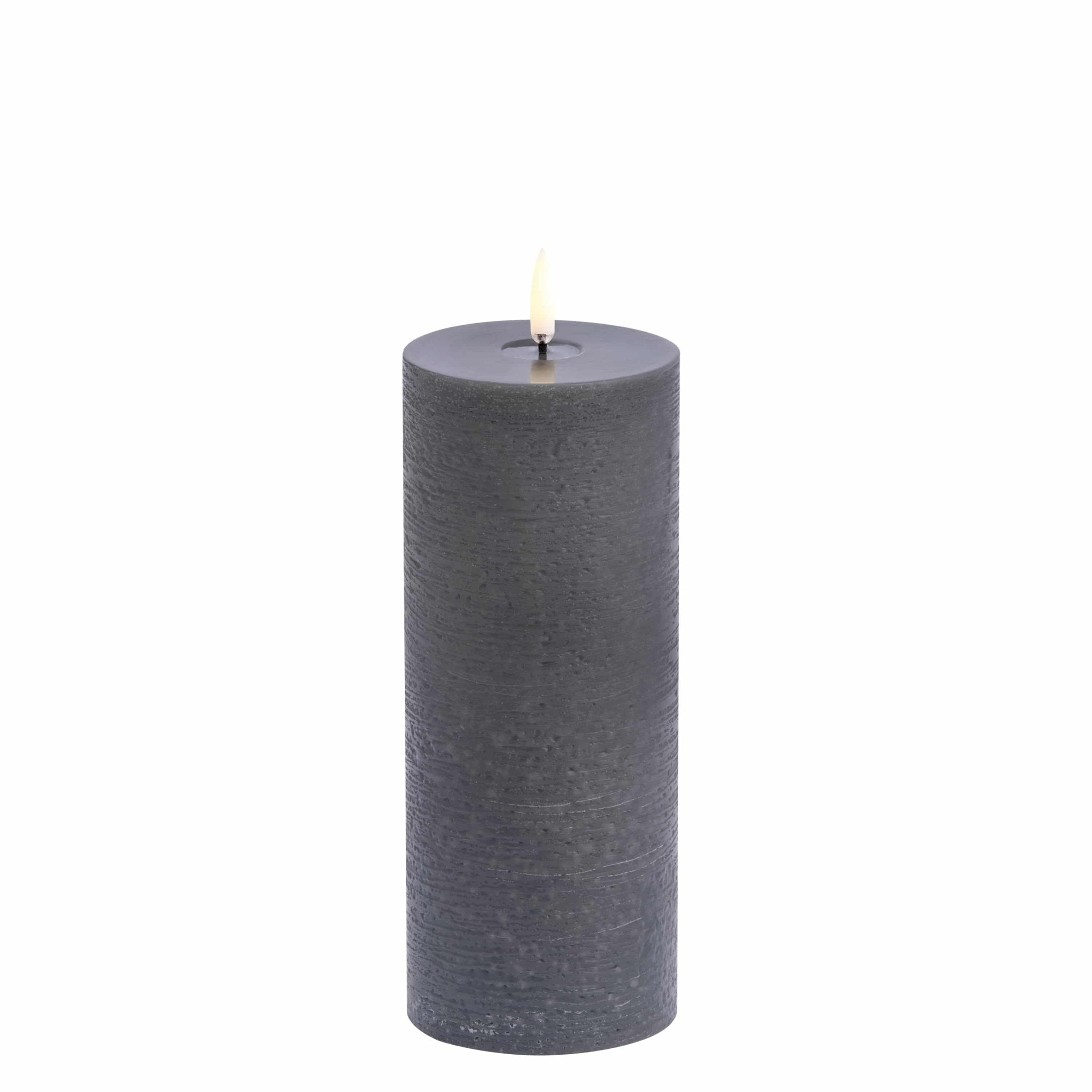 Uyuni Lighting LED Stumpenkerze MELTED RUSTIC GREY grau | Ø8x20cm - Sir Henrys