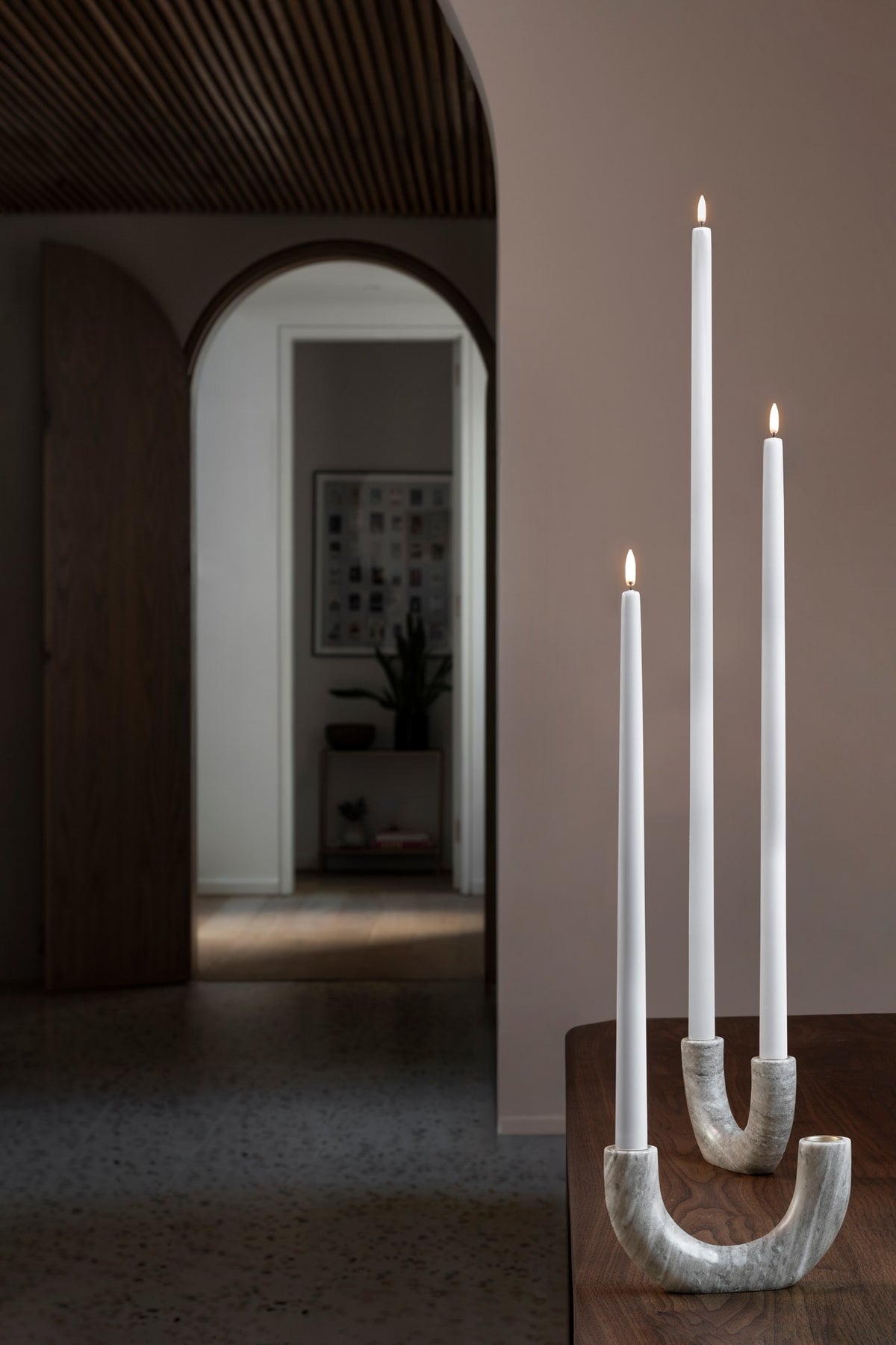 UYUNI Lighting LED Stabkerze NORDIC WHITE 2er Set | Ø 2,3x25 cm