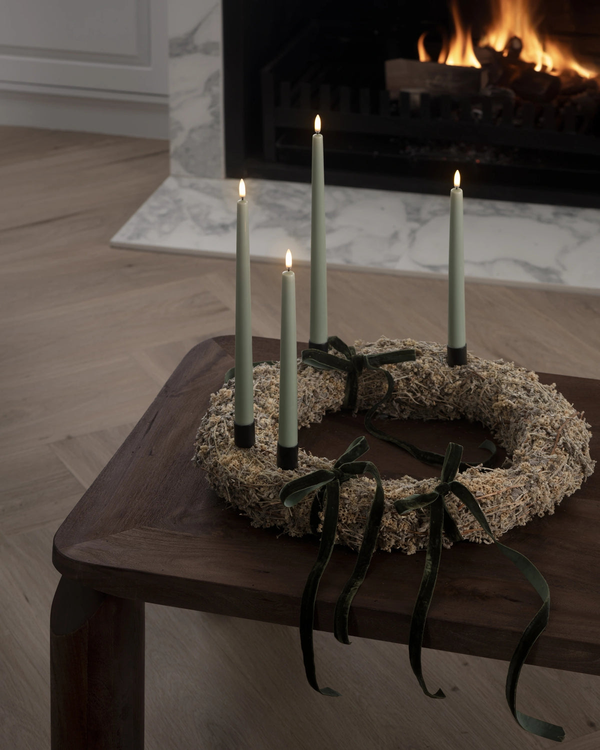 UYUNI Lighting LED Stabkerze SAGE GREEN 2er Set hellgrün | Ø2,3x25 cm