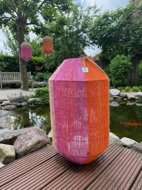 Van der Leeden Laterne ORANGE/PINK Jute Natur/Orange/Fuchsia | Ø 34cm H 60cm - Sir Henrys