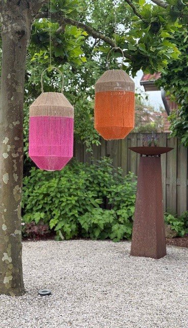 Van der Leeden Laterne PINK Jute Natur/Fuchsia | Ø 34cm H 60cm - Sir Henrys