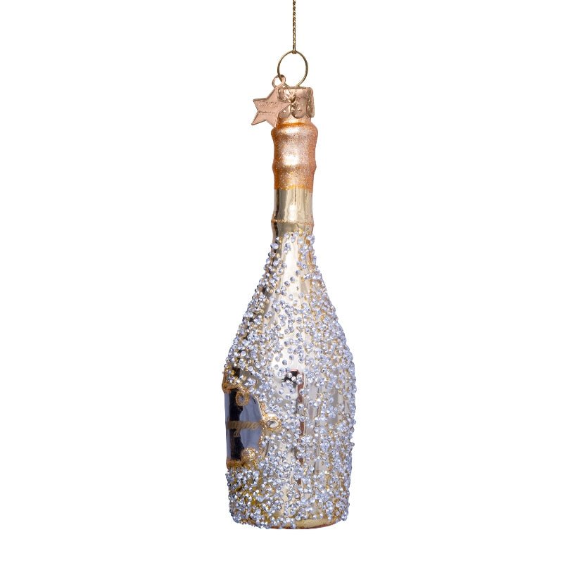 Vondels Christbaumschmuck CHAMPAGNE BOTTLE weiß/diamonds | H 16cm - Sir Henrys