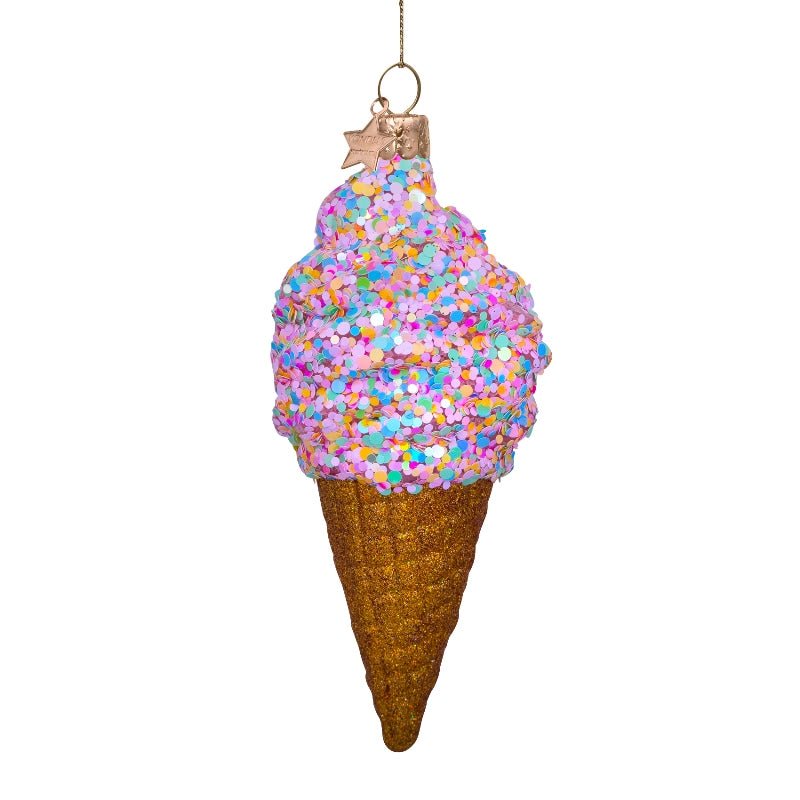 Vondels Christbaumschmuck DISCO ICE CREAM bunt/glitter | H 15cm - Sir Henrys