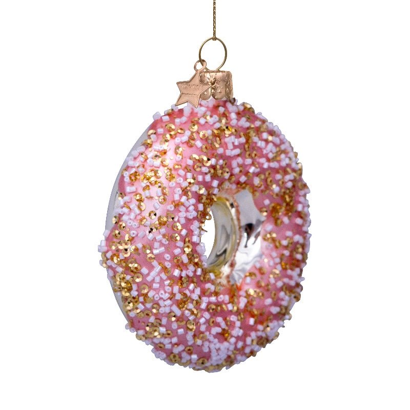 Vondels Christbaumschmuck DONUT Glas gold/pink 11cm - Sir Henrys