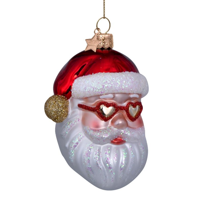 Vondels Christbaumschmuck RED SANTA Glas opalrot 10cm - Sir Henrys