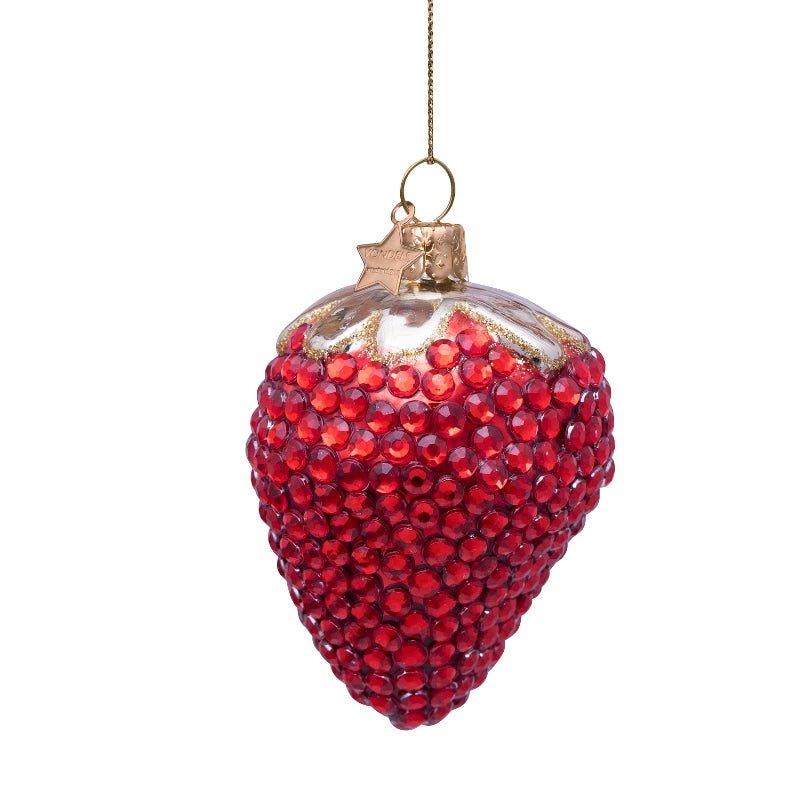 Vondels Christbaumschmuck STRAWBERRY rot/diamonds | H 9cm - Sir Henrys