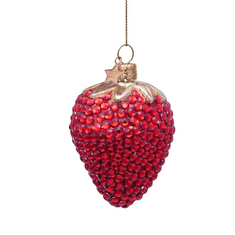 Vondels Christbaumschmuck STRAWBERRY rot/diamonds | H 9cm - Sir Henrys