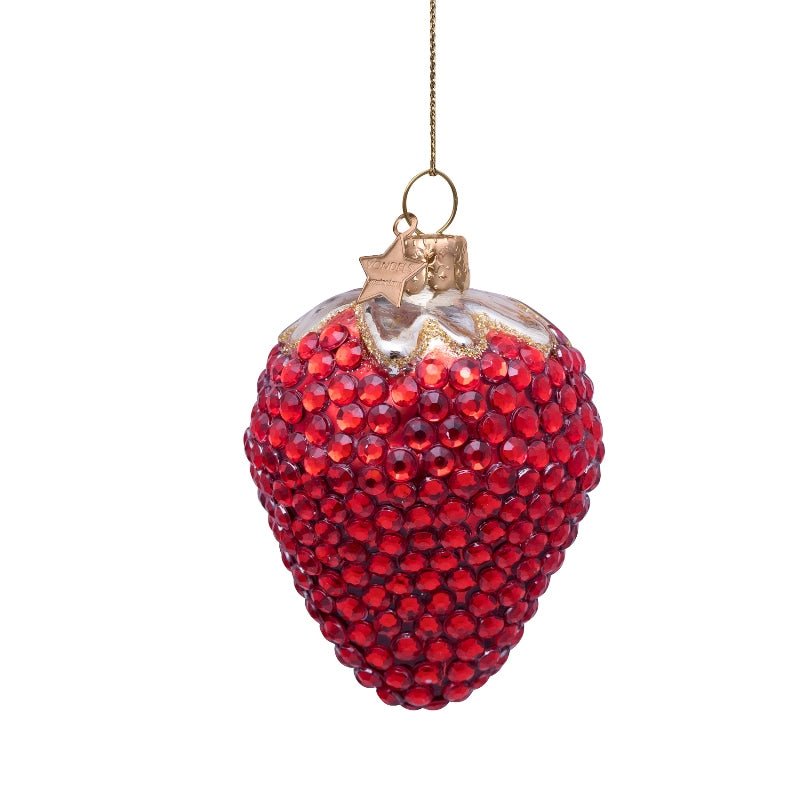 Vondels Christbaumschmuck STRAWBERRY rot/diamonds | H 9cm - Sir Henrys