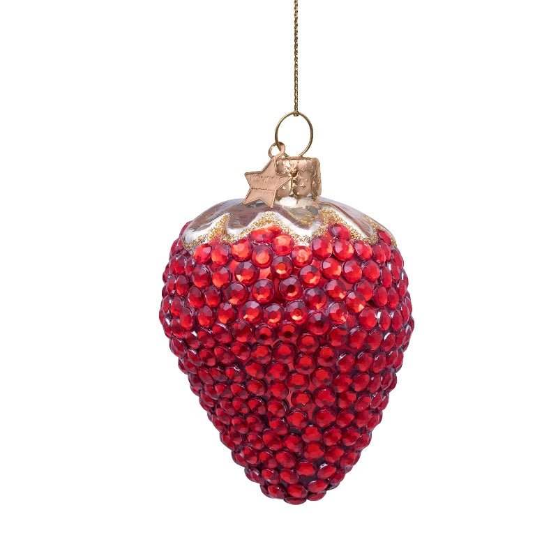 Vondels Christbaumschmuck STRAWBERRY rot/diamonds | H 9cm - Sir Henrys
