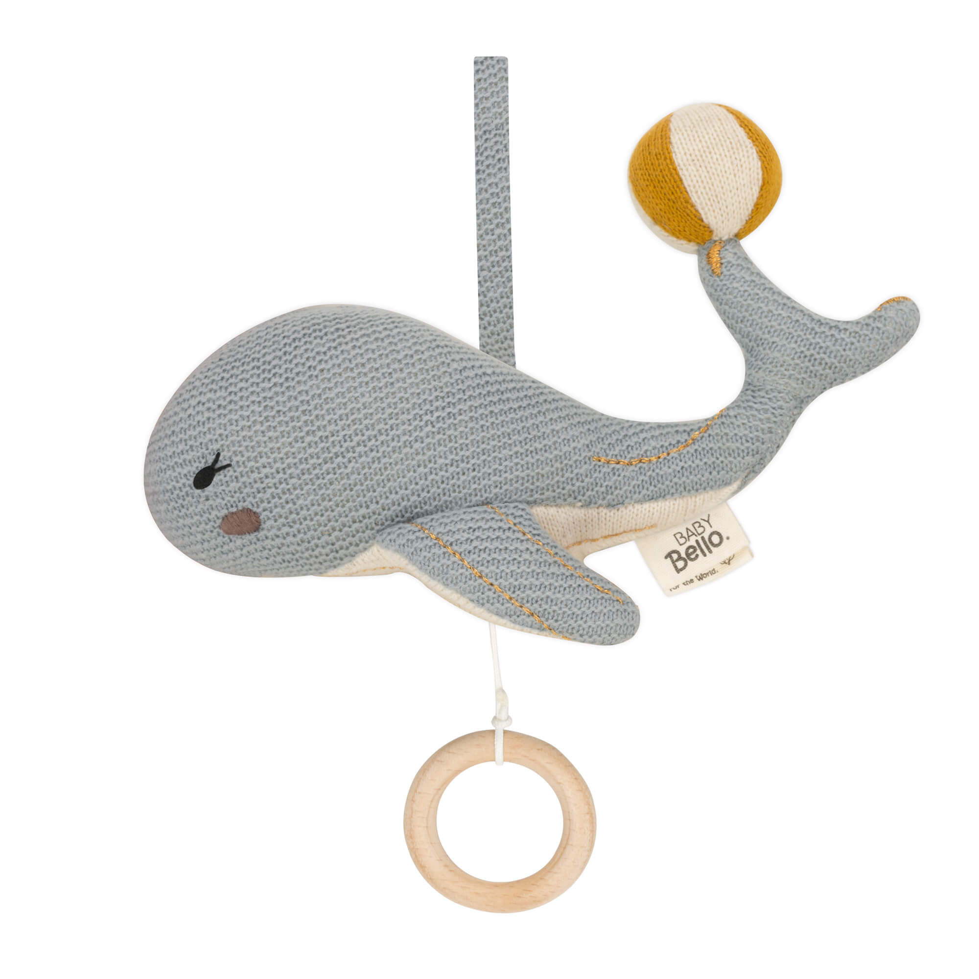 Baby Bello Spieluhr WALLY THE WHALE hellblau | 6x25x28cm