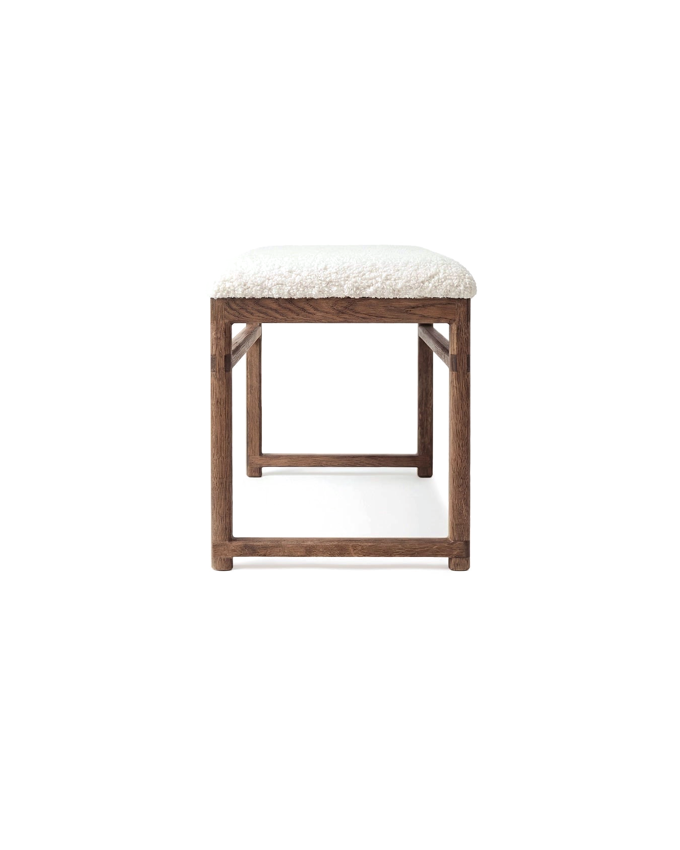by Crea® Holzbank ALVA Dunkle Eiche Bouclé Ivory