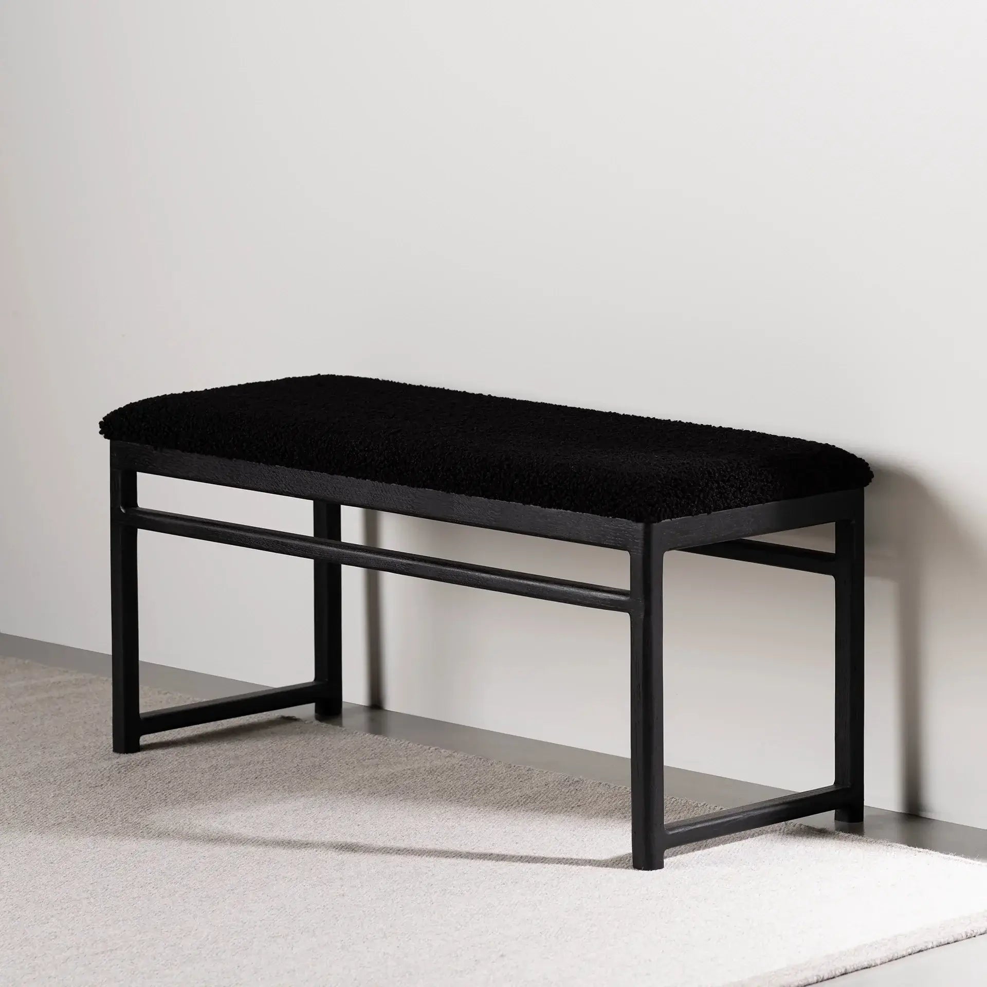 by Crea® Holzbank ALVA Schwarze Eiche Bouclé Schwarz