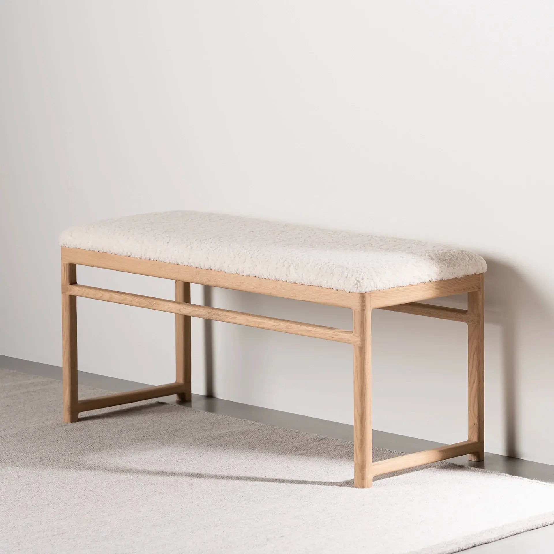 by Crea® Holzbank ALVA Eiche Natur Bouclé Ivory